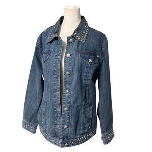 Christine Alexander Rhinestone Studded Denim Jean Jacket Size Medium